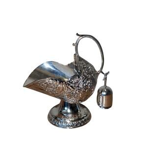 Vintage Victorian Repousse Silver Plated Sugar Scuttle With Scoop